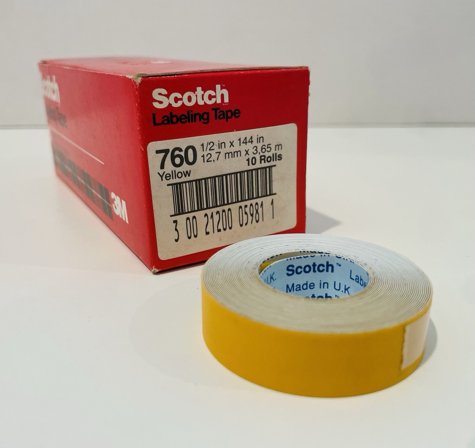 10-Pack of 3M Scotch 760 Labeling Tape Rolls, 1/4″ x 144″, YELLOW