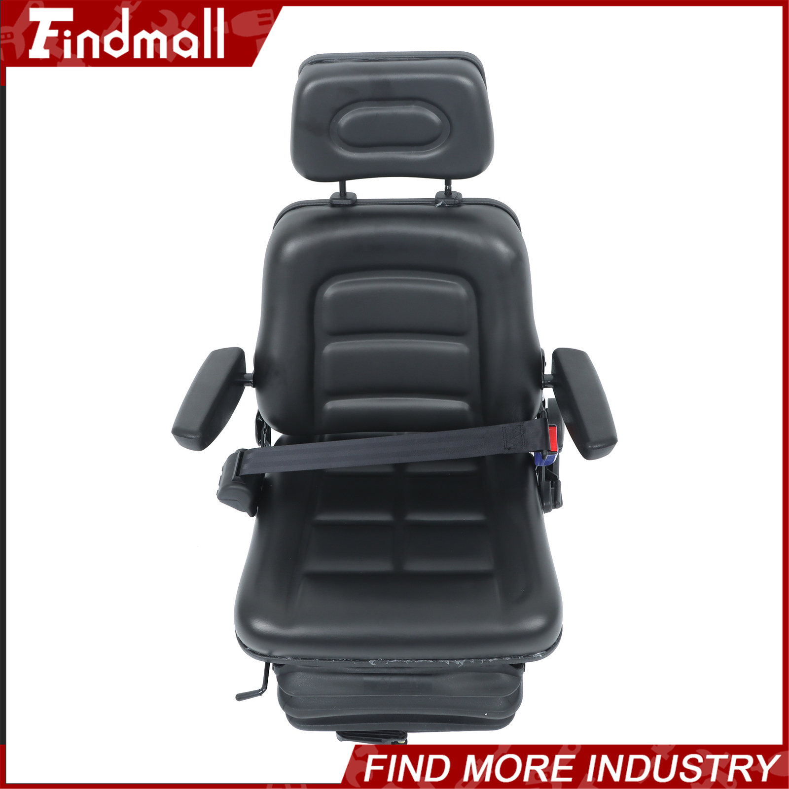 FindmallForklift Tractor Seat Suspension Adjustable Backrest Armrest Safety Belt