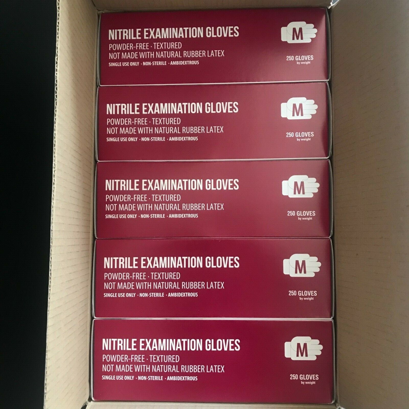 2500 Count Case – Blue Nitrile Exam Gloves Size Medium Powder Free 3 Mil