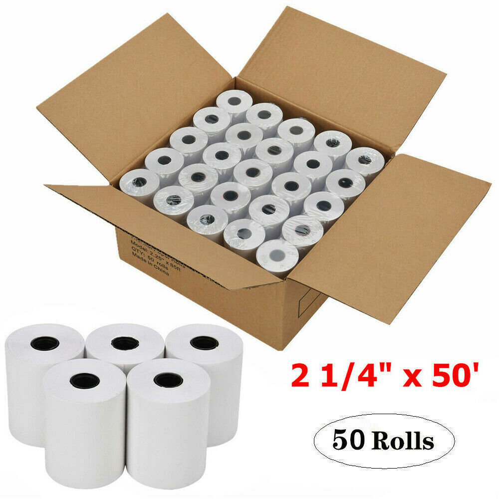 2 1/4 x 50′ Thermal Paper 50 Rolls Credit Card & Cash Register POS Receipt Paper