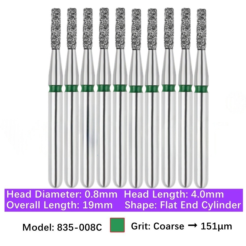 10Pcs Dental FG Diamond Burs for High Speed Flat End Cylinder Polishing FG Burs