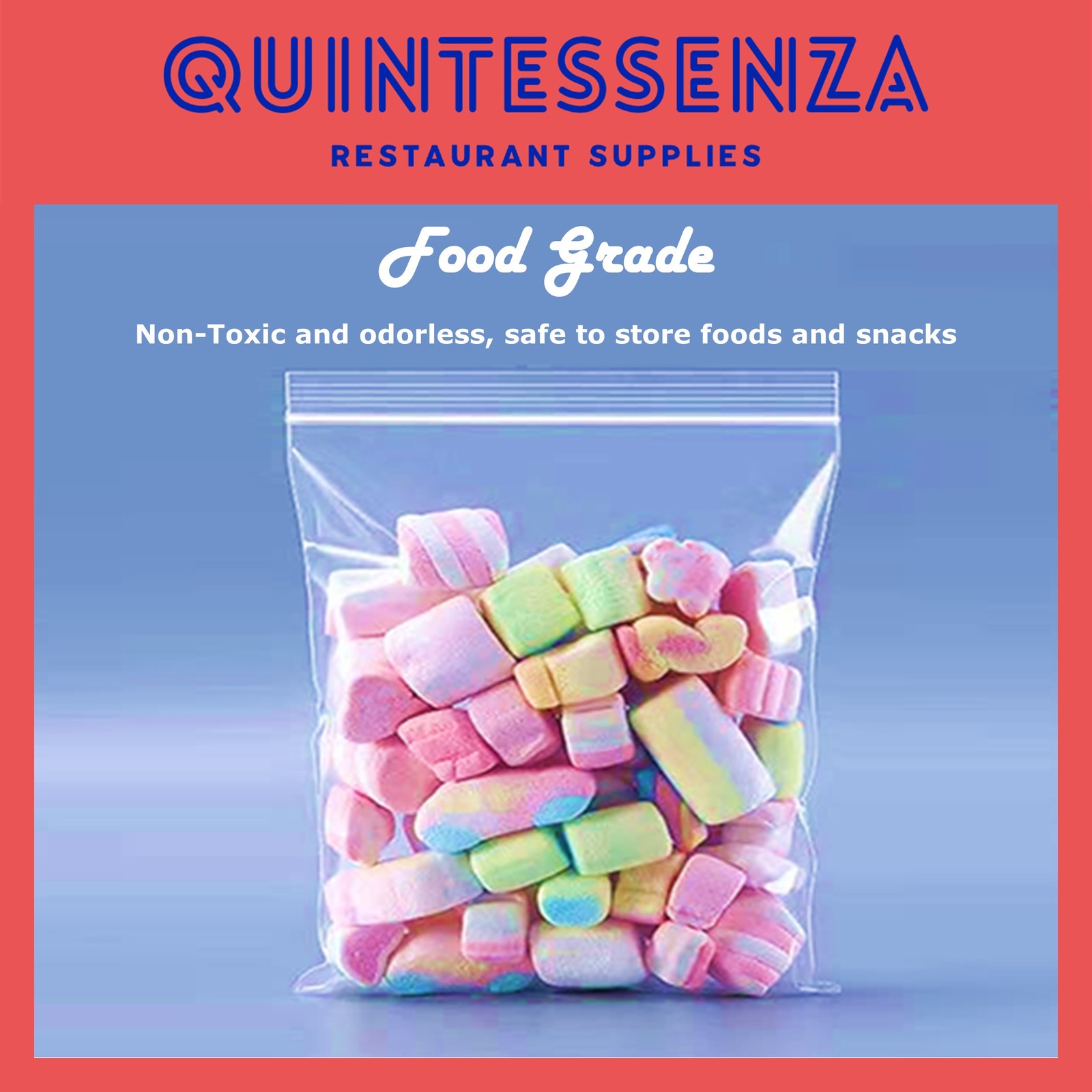 9” x 9” = 4 Mil Thick Clear Zipper Reclosable Poly Bags by Quintessenza