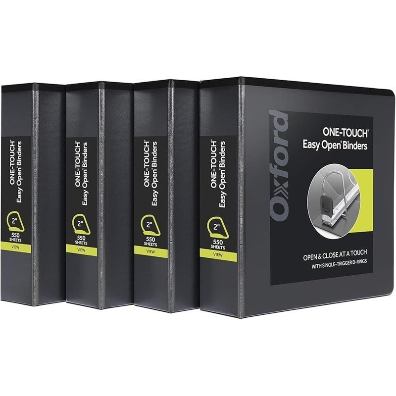 Durable 2 Inch View Binders W/ Easy Open D Rings Extra Storage Notes 4-Pack New