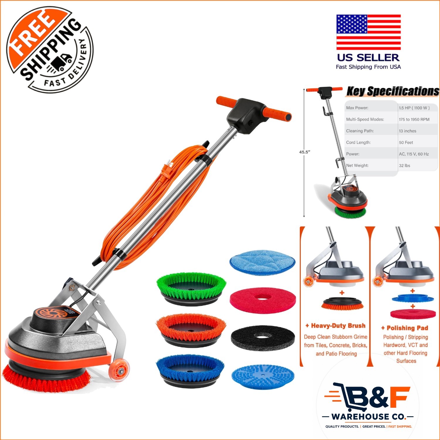 Corded Electric Floor Cleaner Polisher – Deep Clean Tile and Grout Effortlessly