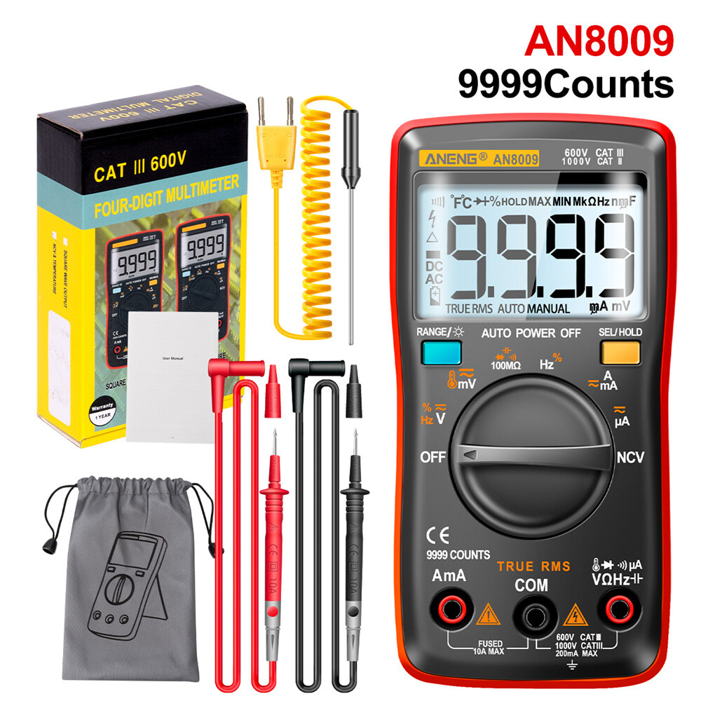ANENG AN8008 True RMS Wave Output Digital Multimeter 9999 Counts Backlight AC DC