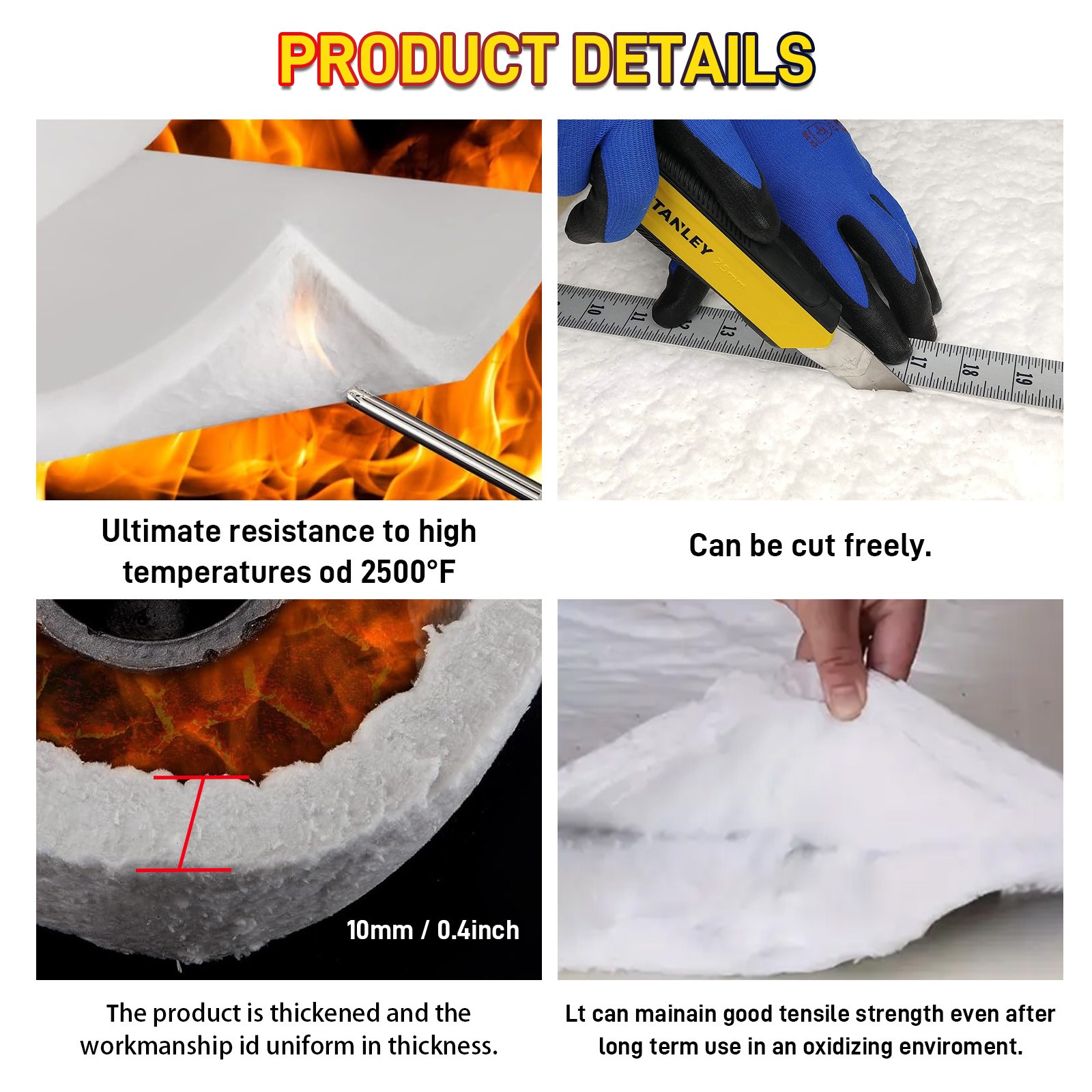MODIGT you choose size 10MM Ceramic Fiber Insulation Exhaust Muffler Mat Packing