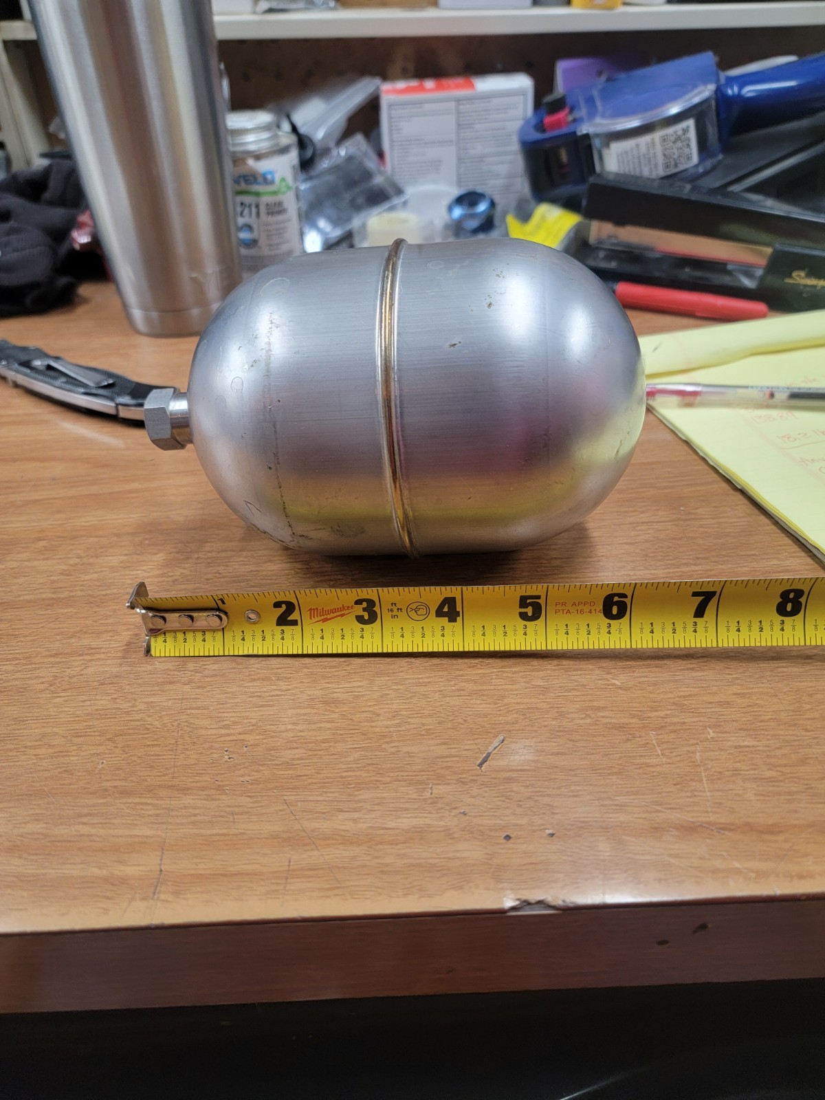 Naugatuck Gr4″diax6-1/4″L, 304SS Float Ball, Oblong. Free Ship L48