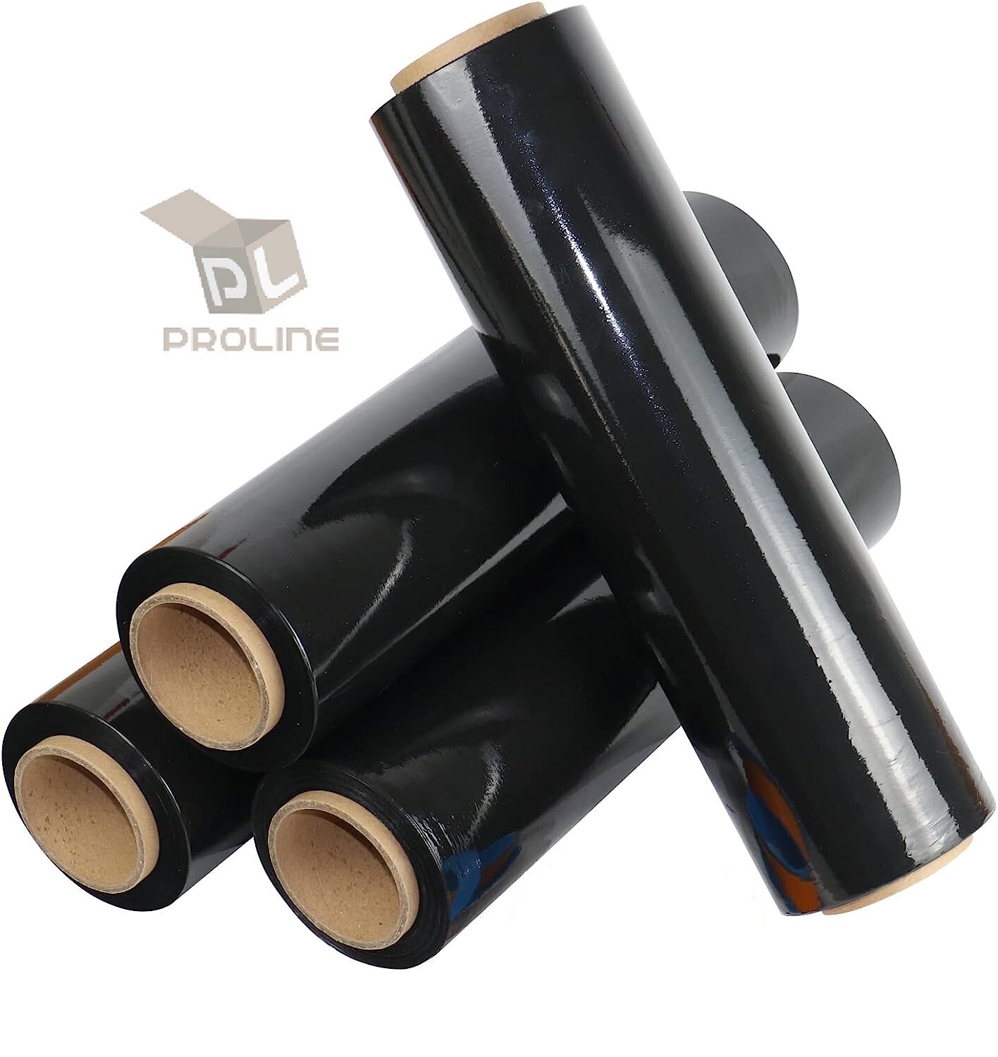 80 GAUGE – 8 Rolls Black Shrink Wrap Stretch Film 18″ X 1000′ Total 8000 FT