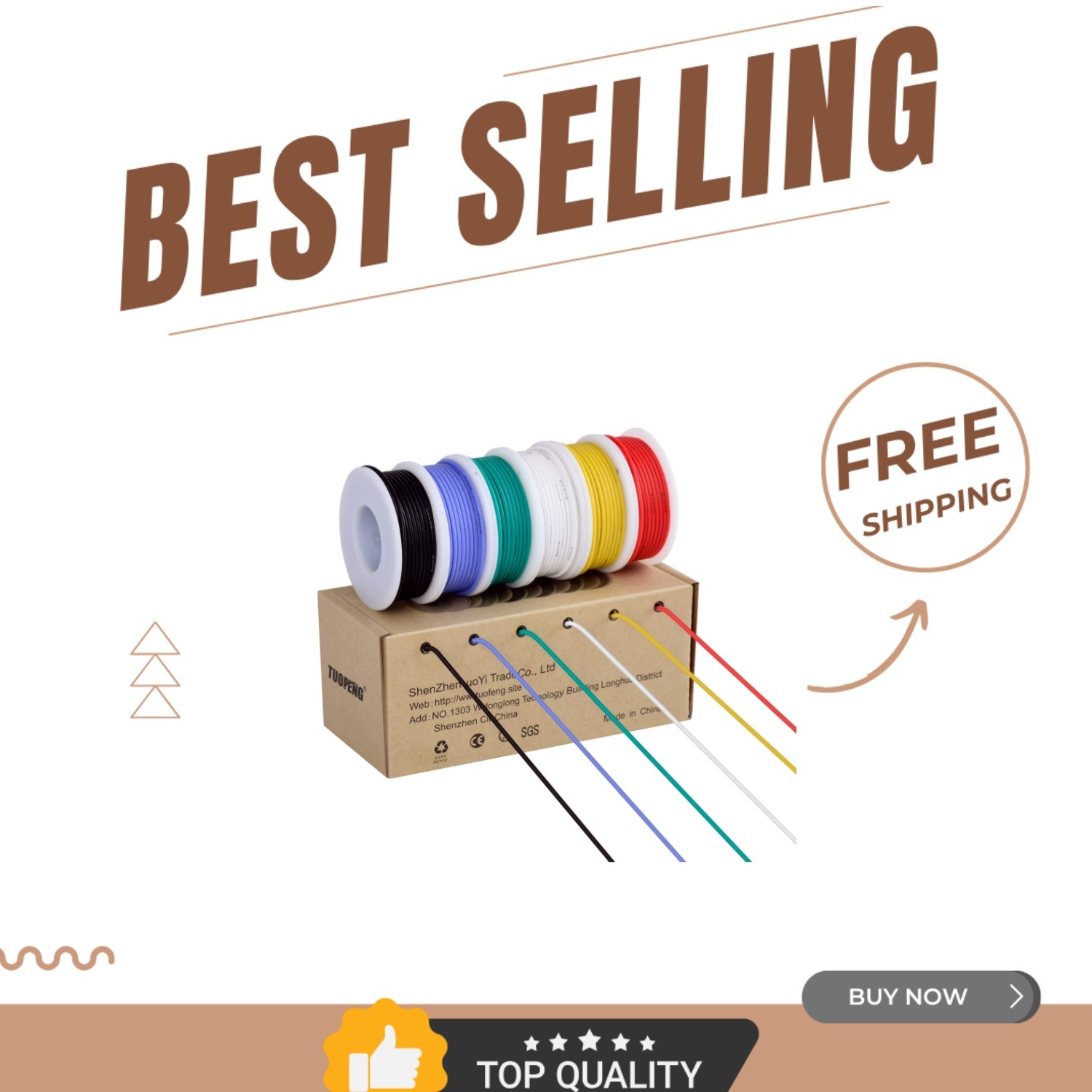 Flexible 24 Gauge Silicone Wire – 6 Color 30ft Length, 300V Tinned Copper