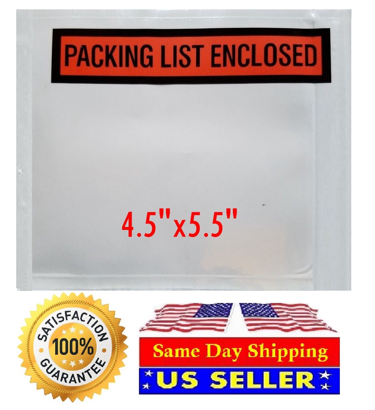 100- 4.5 x 5.5 Packing List Envelopes 4 1/2 x 5 1/2″ Invoice Slip Enclosed Pouch