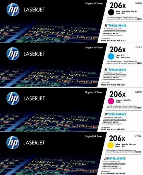 HP 206X High Yield Toner Cartridge Set – Black Cyan Magenta Yellow
