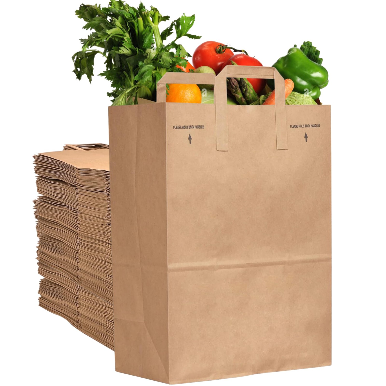 DURO 70# 50 Pcs Brown Paper Grocery Bags 12x7x17 – Heavy Duty Large Paper Bag