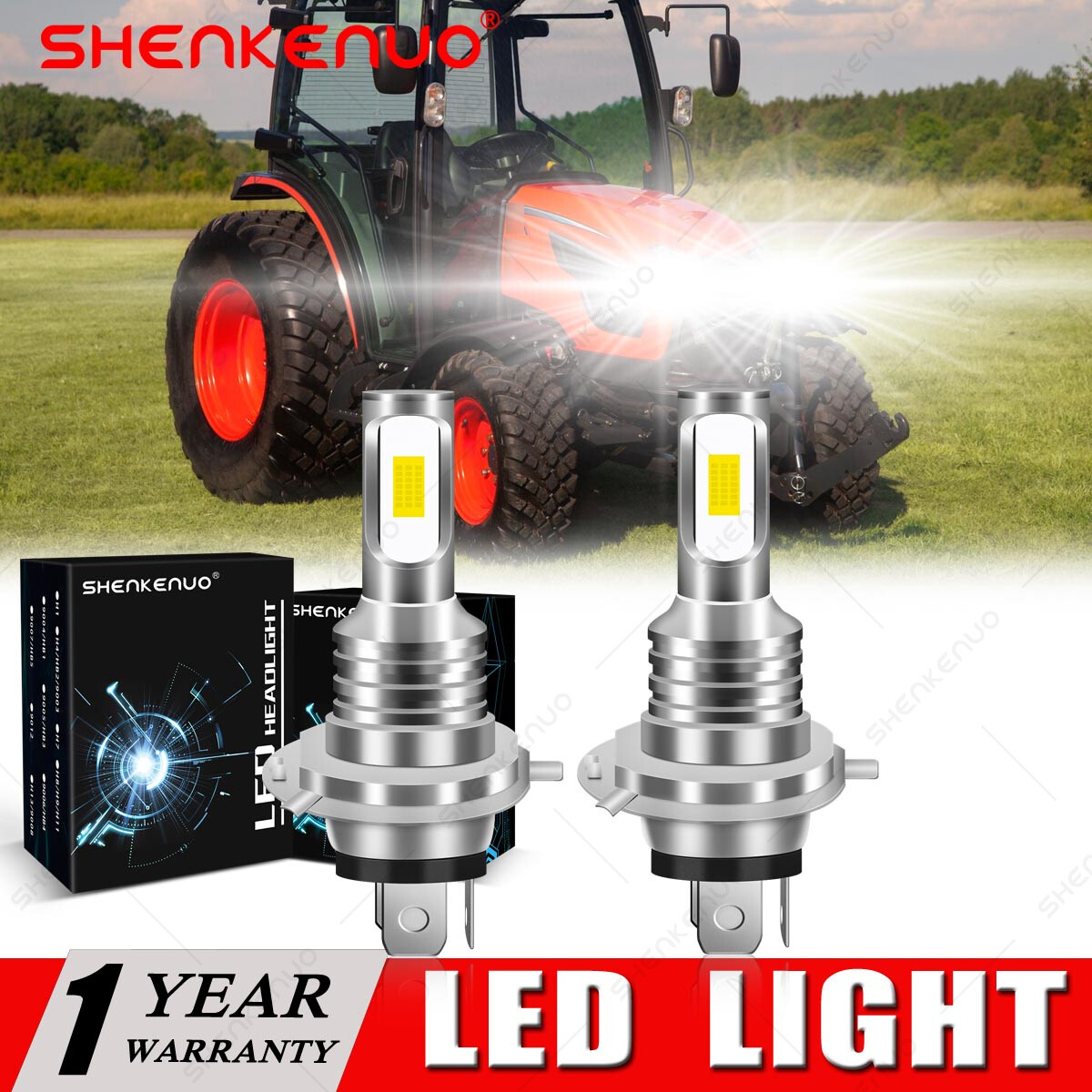 2 6000K LED Replacement for Kioti T4620-69241 12V35/35W P43T Headlight Bulb Lamp