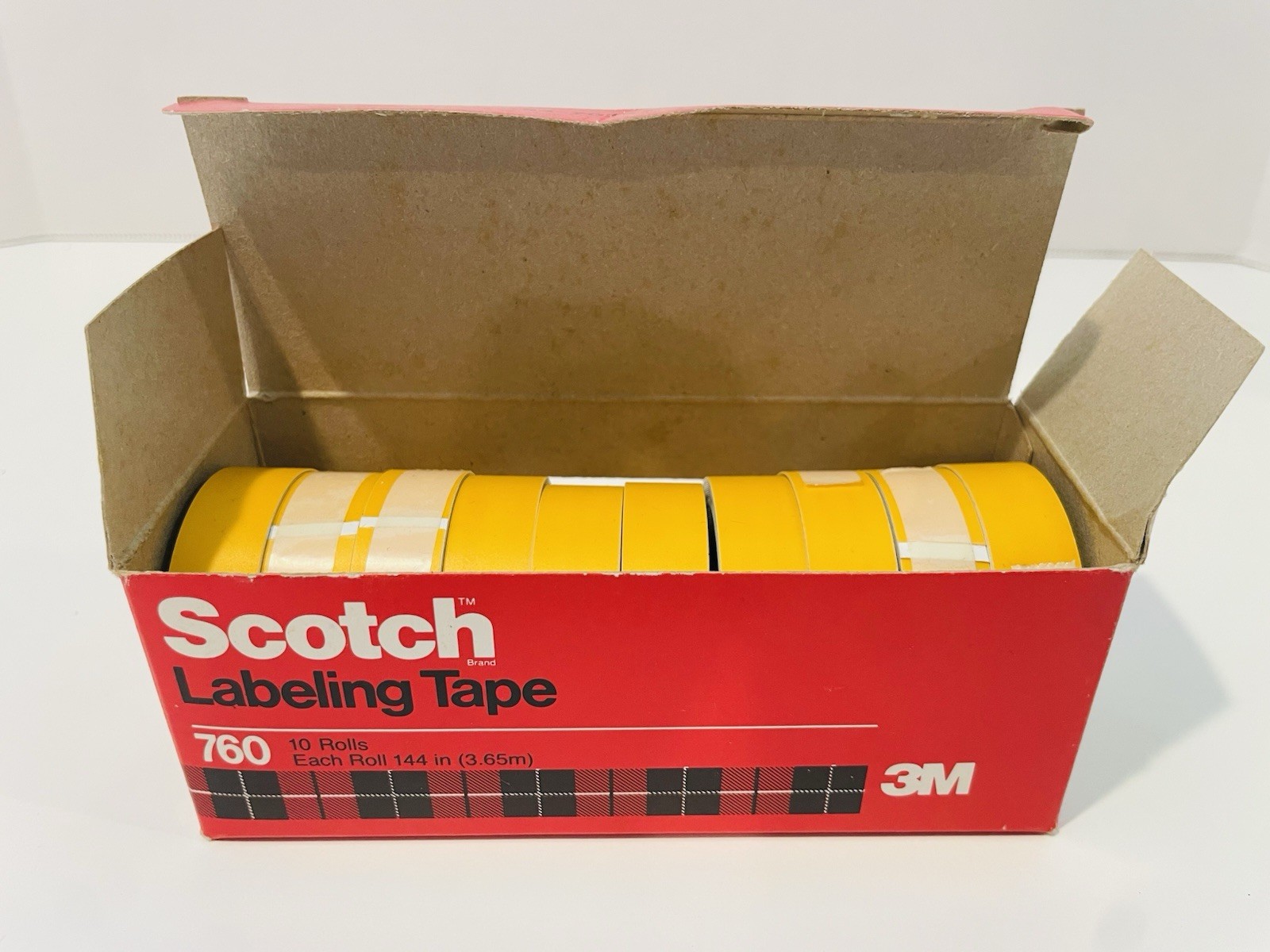10-Pack of 3M Scotch 760 Labeling Tape Rolls, 1/4″ x 144″, YELLOW