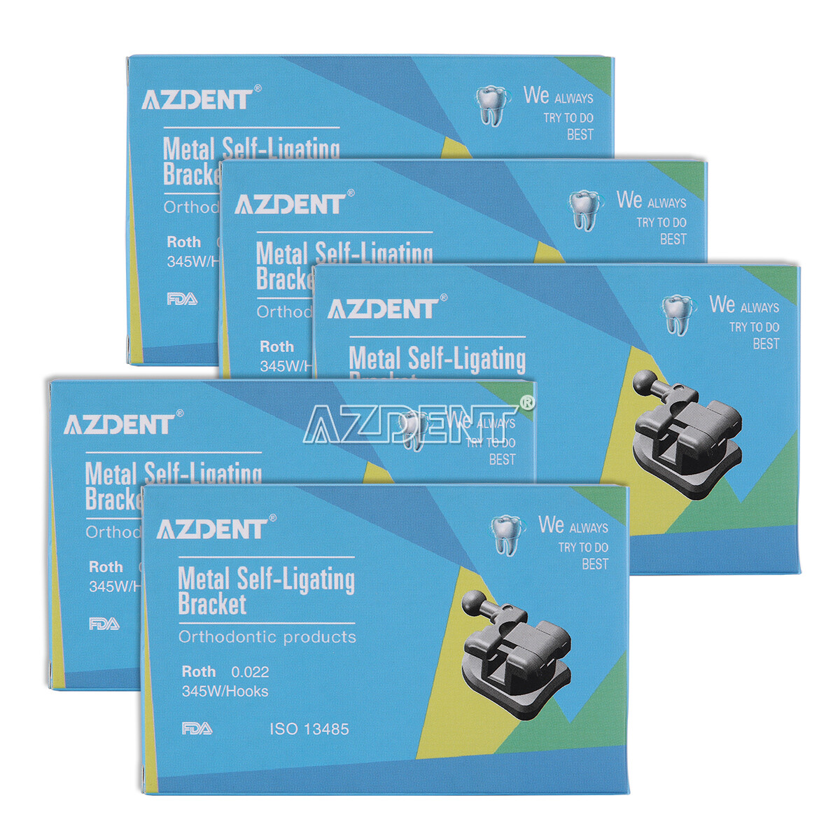 AZDENT Dental Orthodontic Self-Ligating Brackets Braces Roth MBT 022 Hooks 345