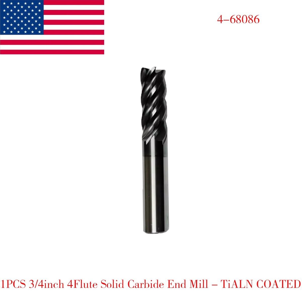 1PCS 3/4″ Shank x 4″ LONG 4Flute Solid Carbide End Mill – Tialn Coated USA