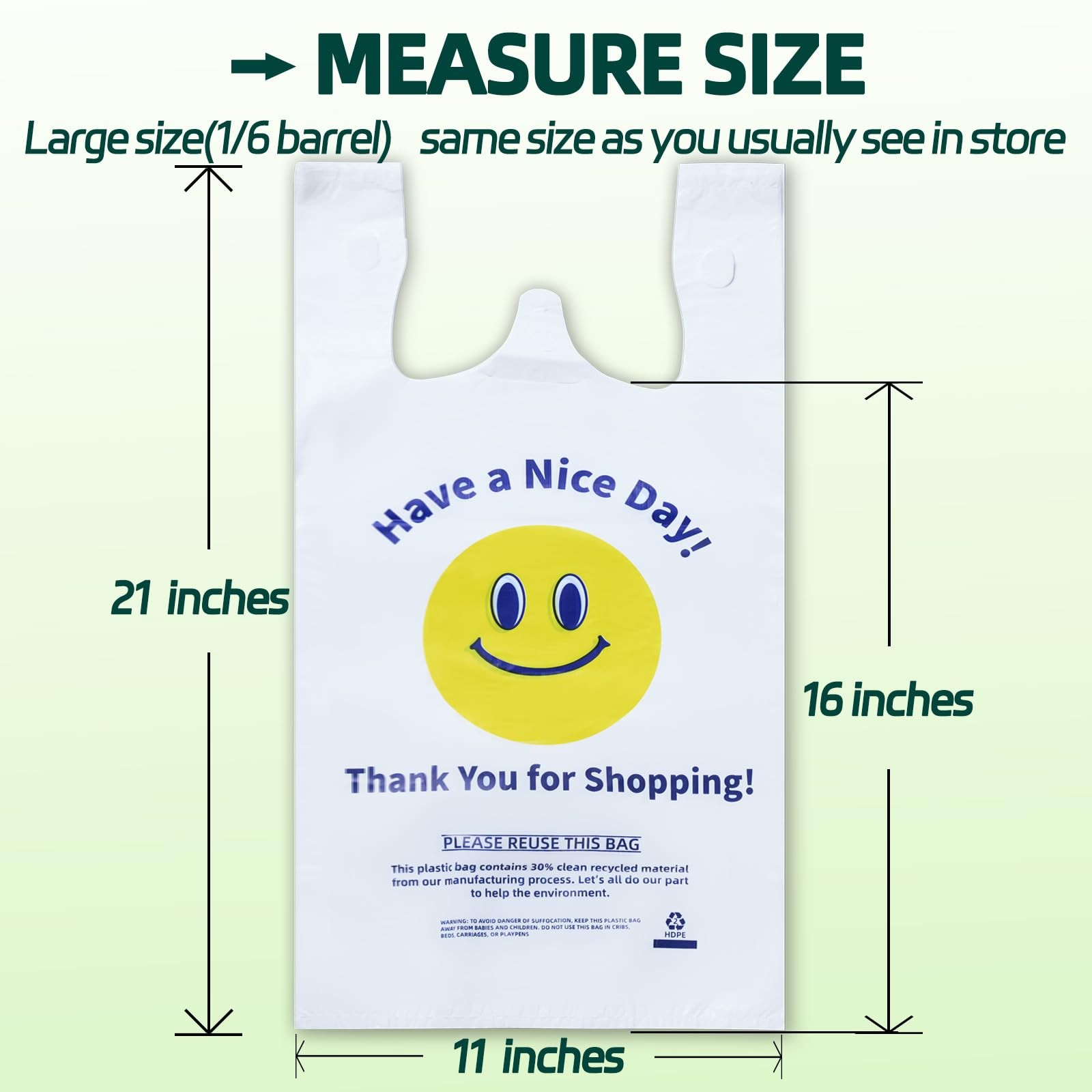 0.8Mil(20 Microns), 100 Count, Plastic Bags with Handles, T-Shirt bag, Thank …