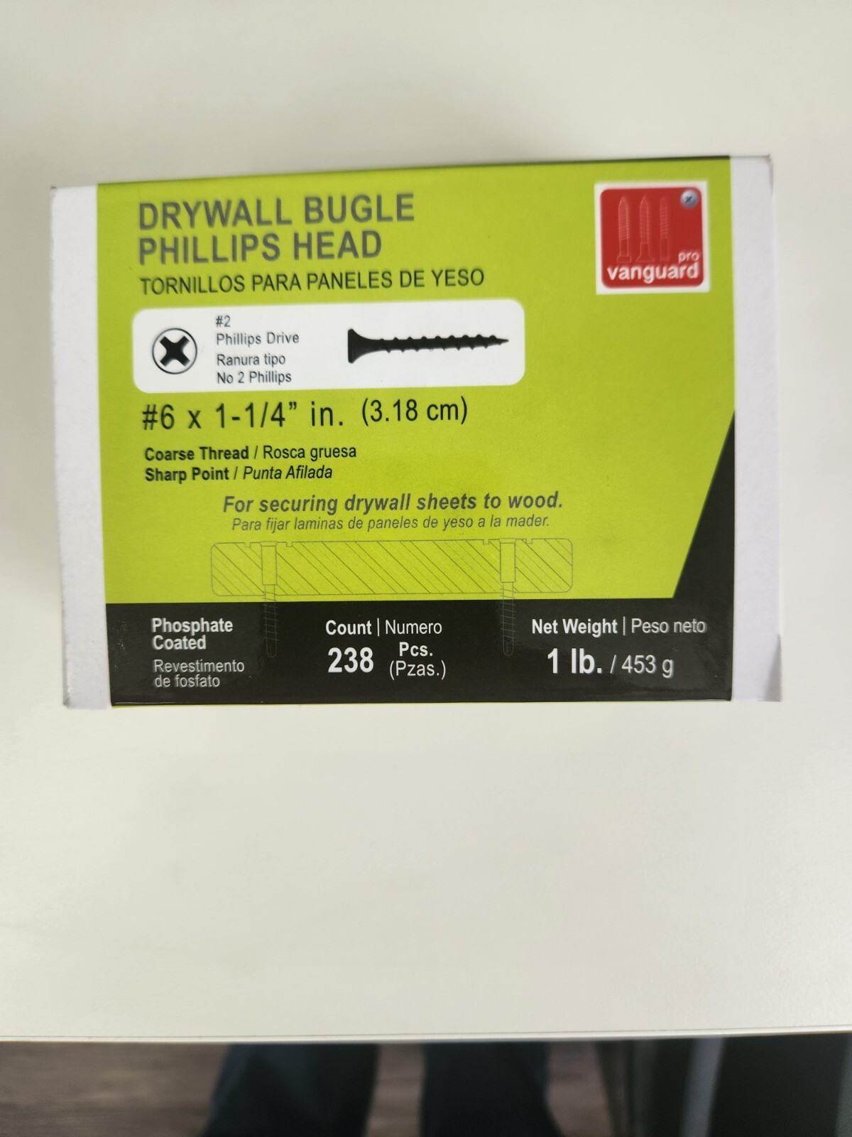 # 6 x 1-1/4″ Drywall Screws, Phillips Coarse, Sharp Point, Black Phosphate, 1 LB