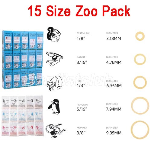 5000pcs Dental Orthodontic Elastic Latex Rubber Bands Zoo Pack 3.5/5.0/6.5 OZ