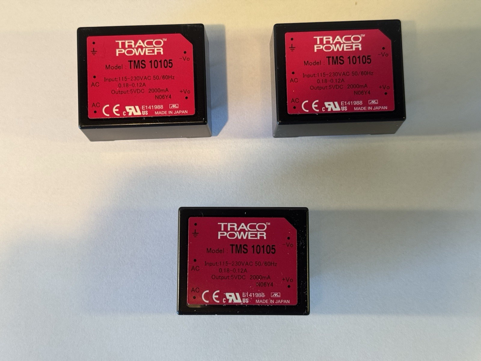 3pcs TRACO TMS 10105 Japanese 115VAC to 5VDC 2A Power Supply