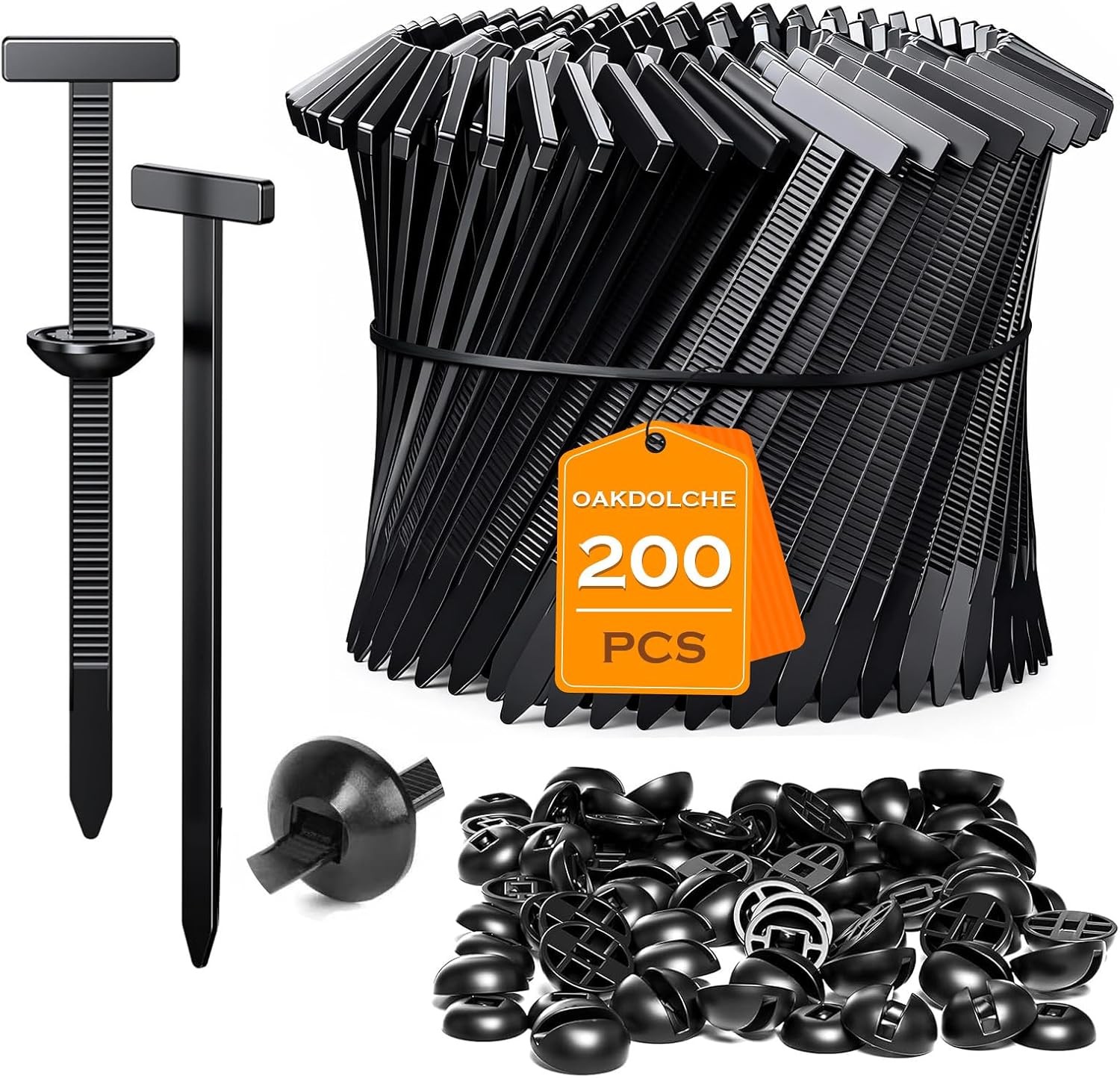 200PCS-Universal Cable Tie Buckle, Heavy Duty Self-Locking Nylon Zip Ties Holder
