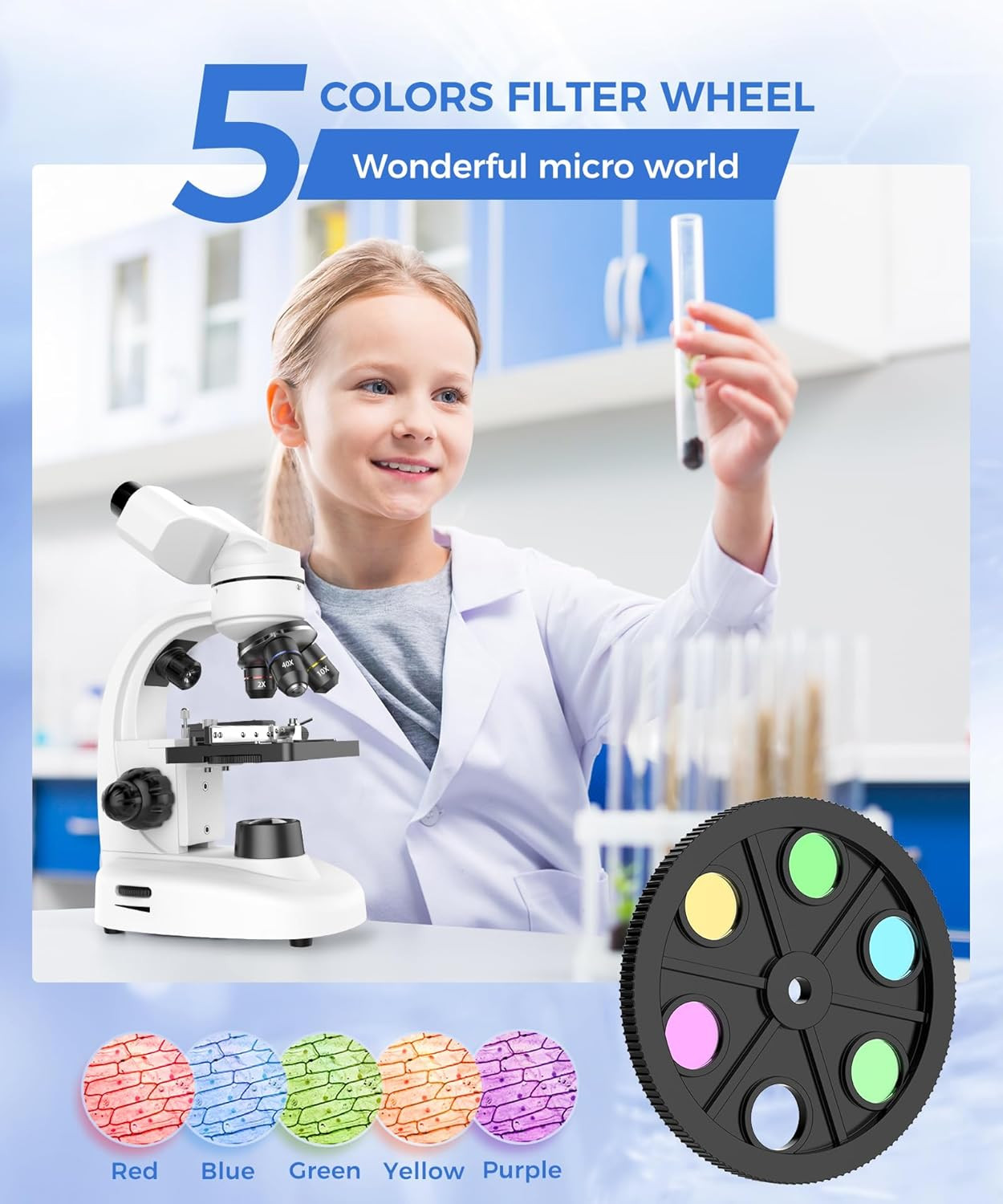 Compound Binocular Microscope for Adults, Professionals & Kids, 40X-2000X Magnif