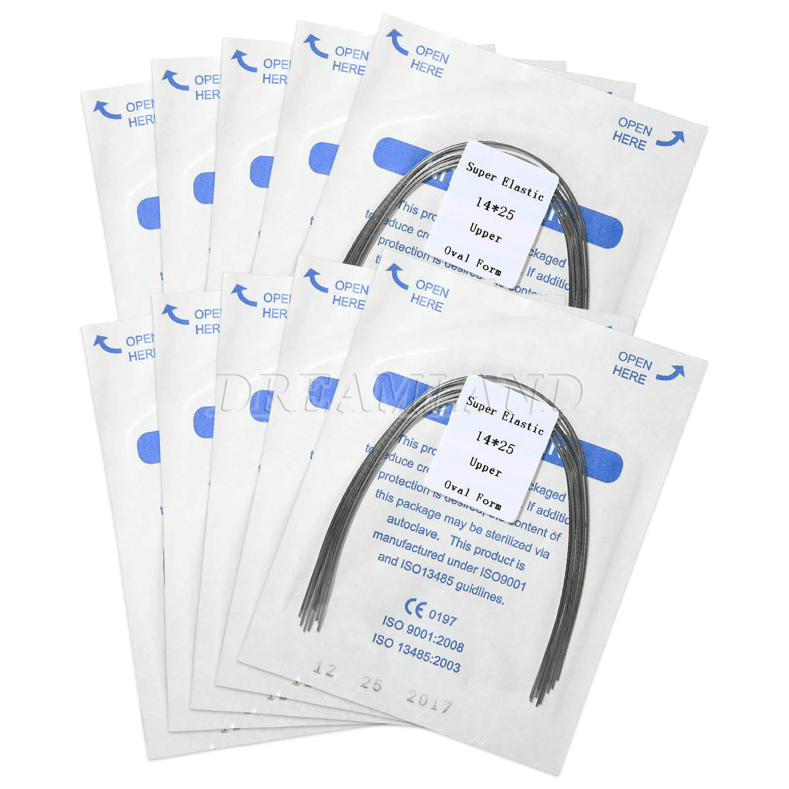 10 Packs dental Alambres de arco rectangular Niti superelásticos de ortodoncia