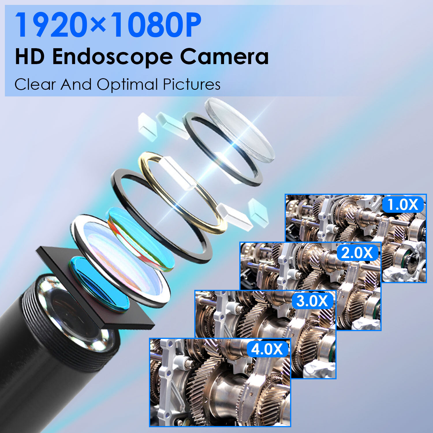 1080P Handheld Endoscope Camera w/ 8 LED Light 8mm Borescope Inspection Camera