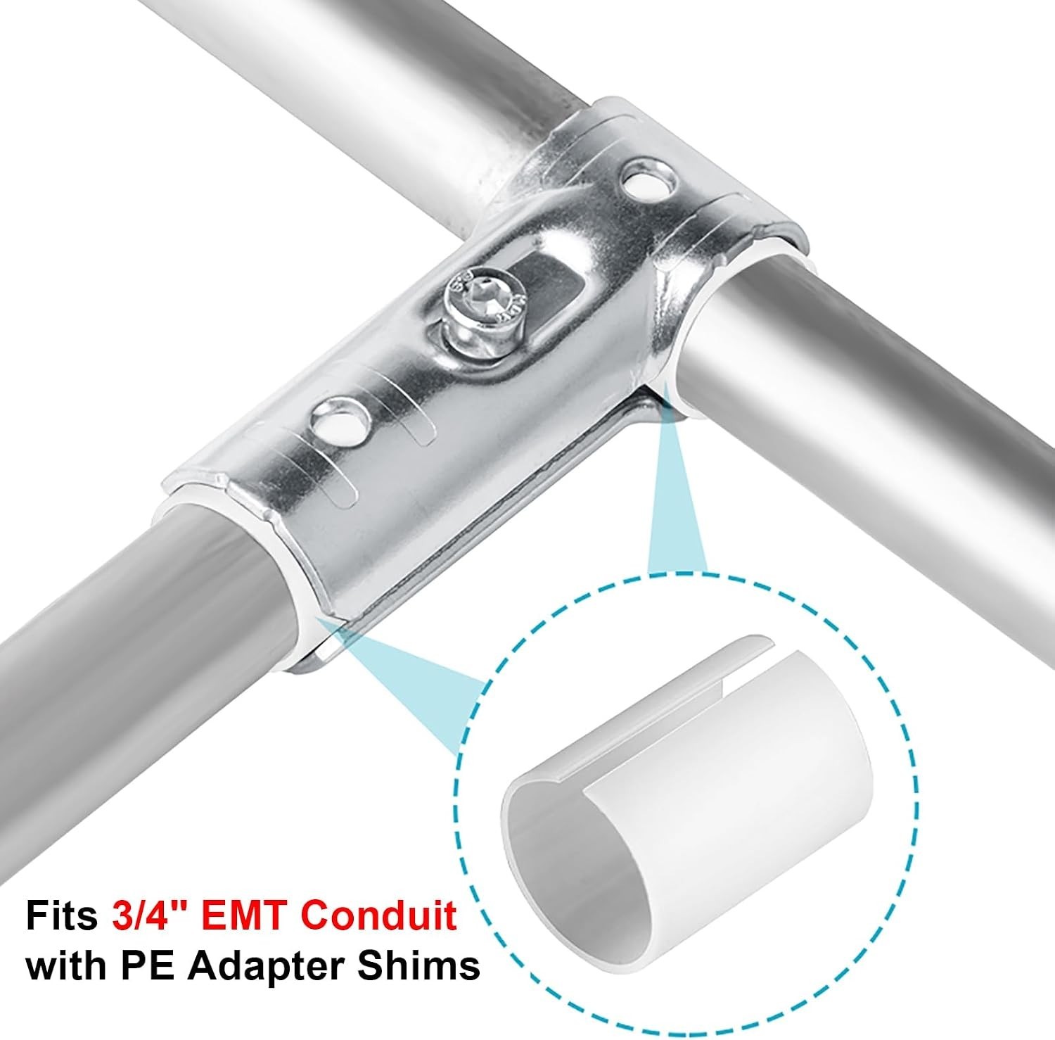 20 Sets 3/4″ EMT Conduit T Pipe Connector Tee Clamp Fittings with Shims