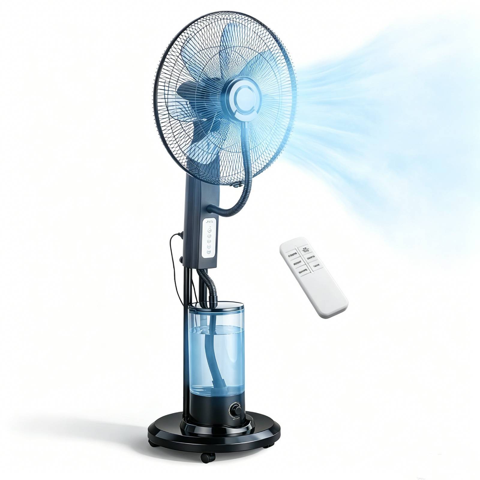 18″ Pedestal Misting Fan, Mister Cooling Fan w/5L Water Tank, 3 Speeds 3 Modes