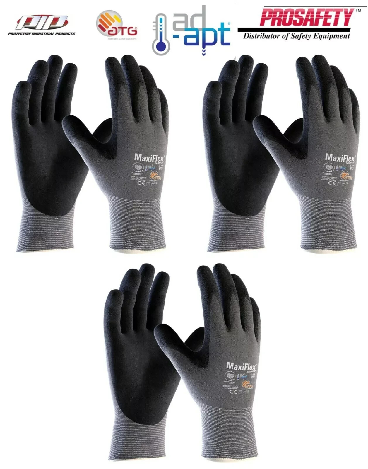 LOT 42-874 MaxiFlex Breathable Nitrile Grip Construction Gardening WORK GLOVES