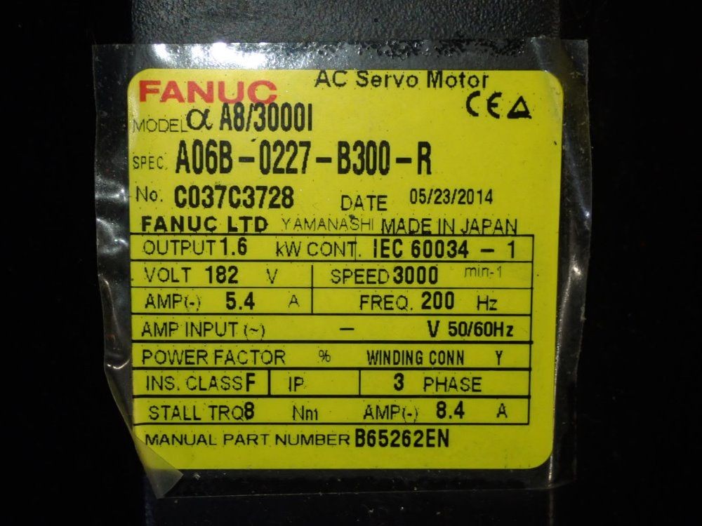 FANUC A06B-0227-B300-R SERVO MOTOR 1.6 KW 12250270162