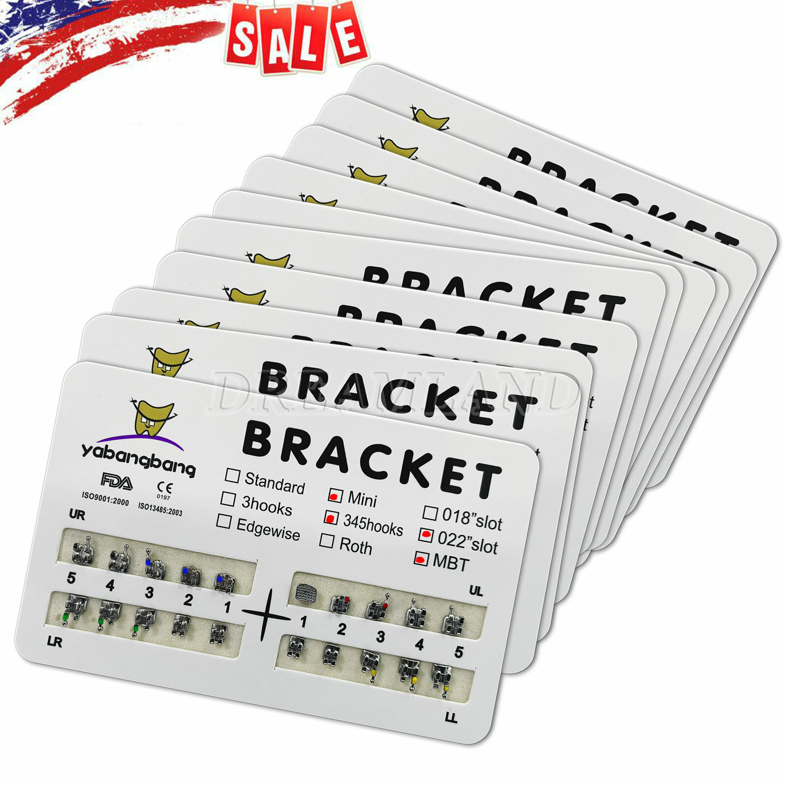 10 Packs/200 Pcs YOKA ORTHO Metal Mini MBT 022 Slot Bracket 3 4 5 Hooks #1 ZA