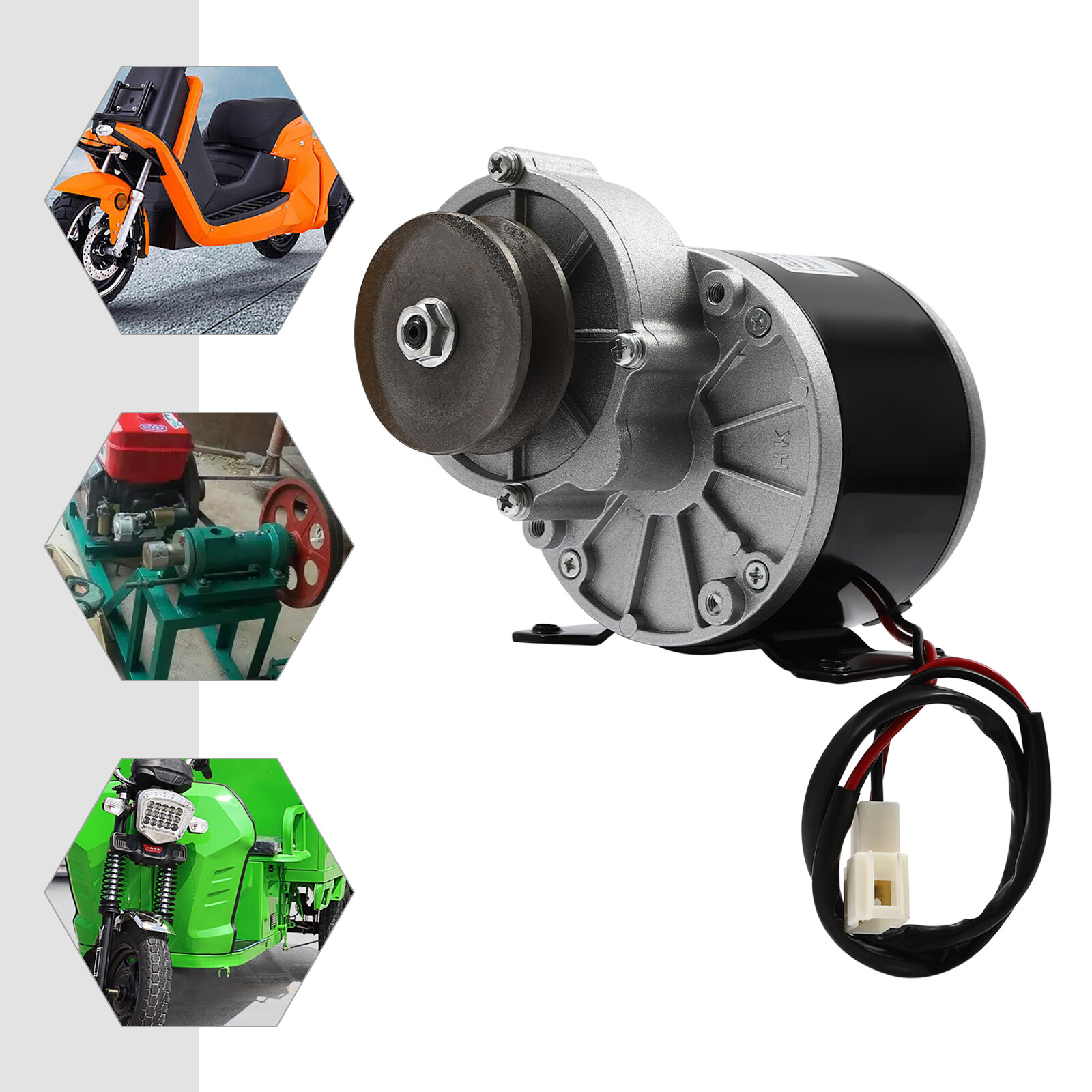 Brushed Motor Gear Reduction Electric Motor Gear Motor w/ Belt Pulley 12VDC 250W