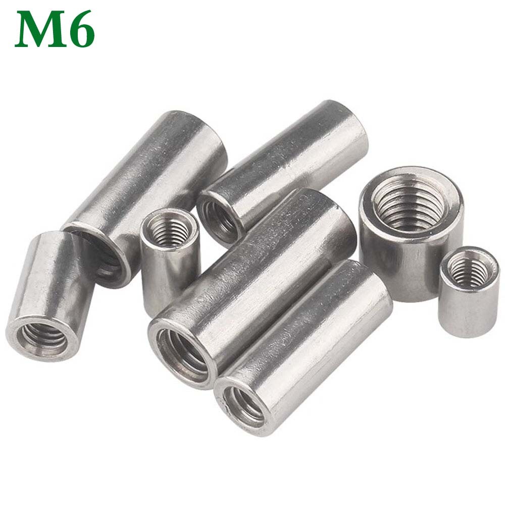 M6 -1.0 A2 Stainless Steel Female Round Coupling Nuts Long Connector Sleeve Nuts