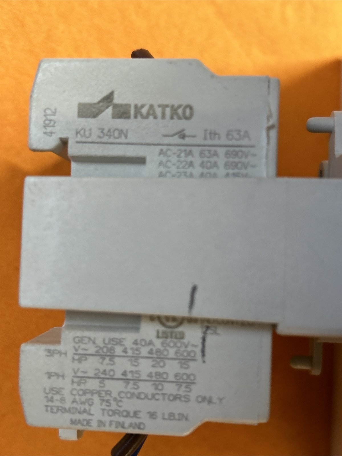 Lot of 2 KATKO KU 340N 690V 63A UNMP