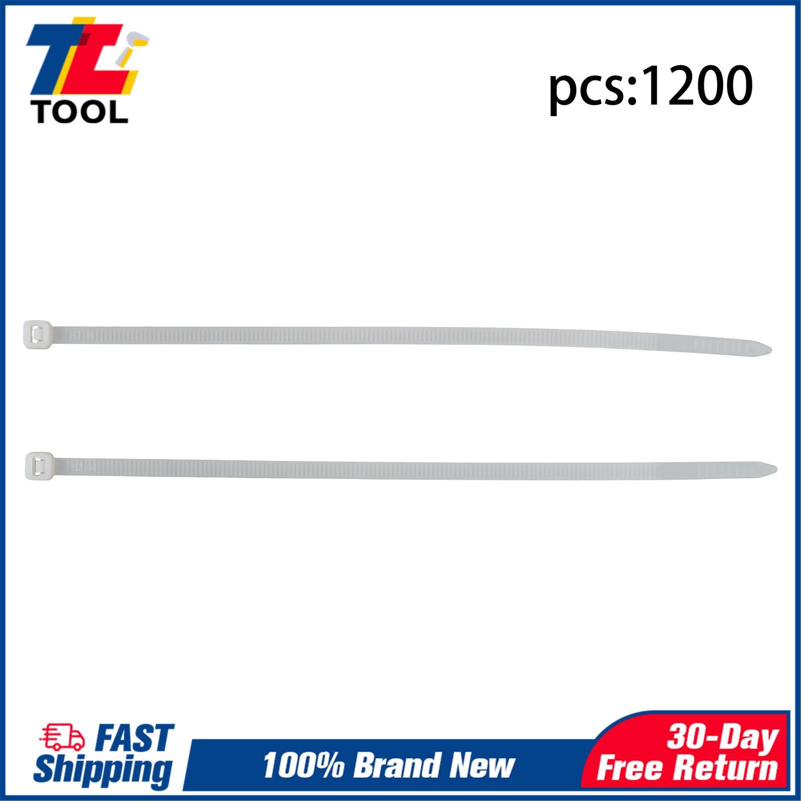 1200pcs Self-Locking Nylon Ties 8″, Heavy Duty 50lb Tensile, White Wire Ties