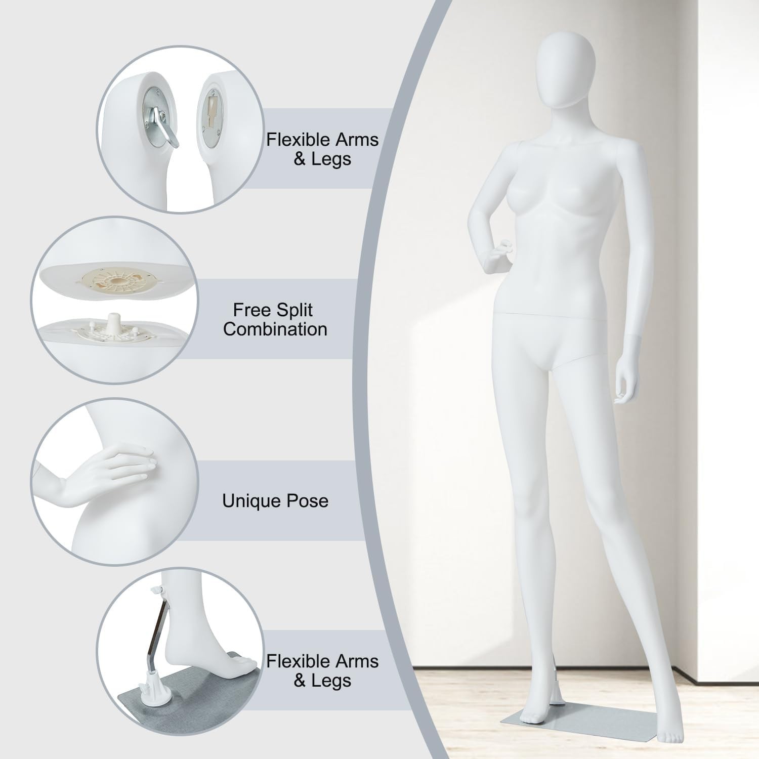 Two White Female Retail Display Mannequins Full Body Adjustable Boutique Store