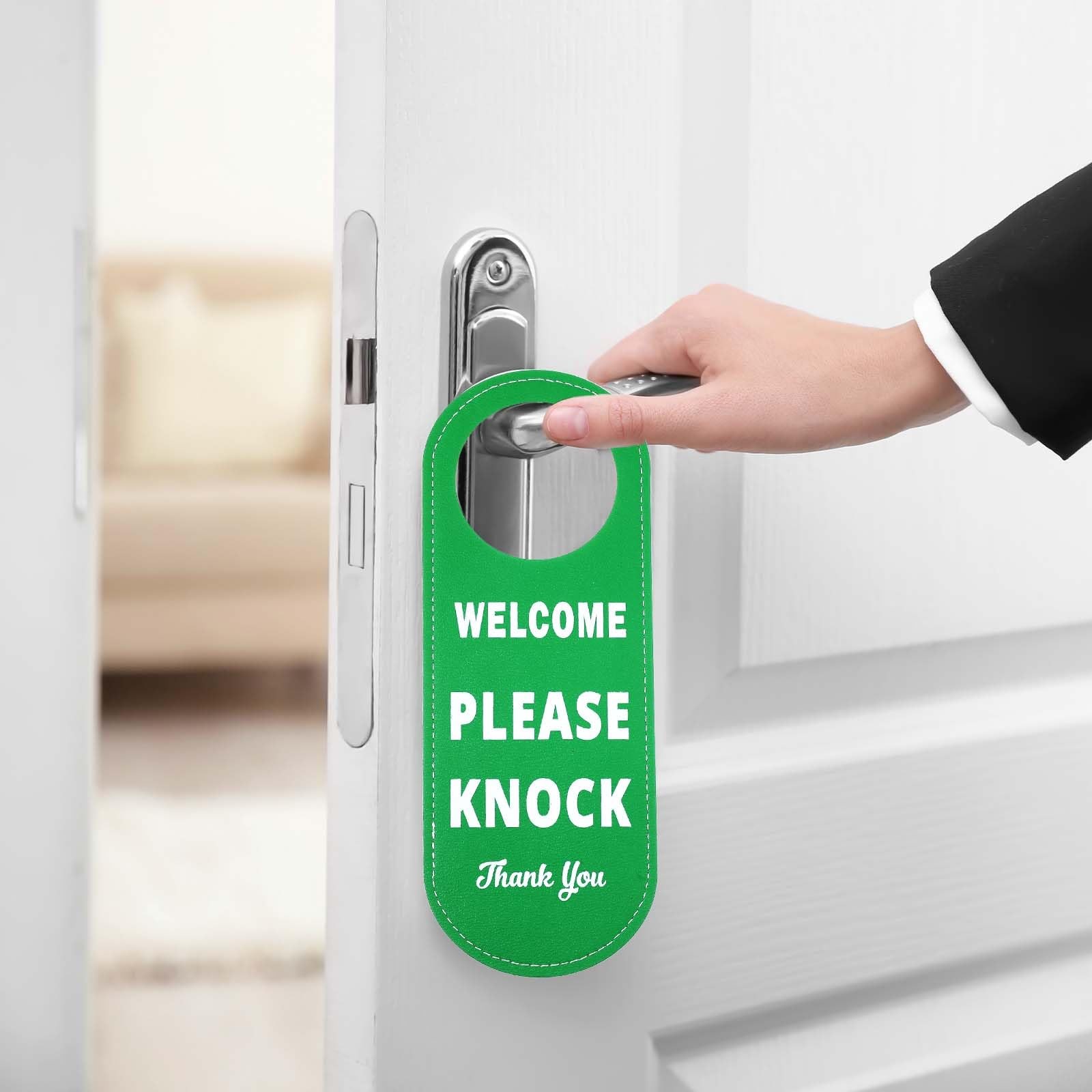 PU Leather Please Do Not Disturb Sign and Welcome Please Knock Sign, Door Knob
