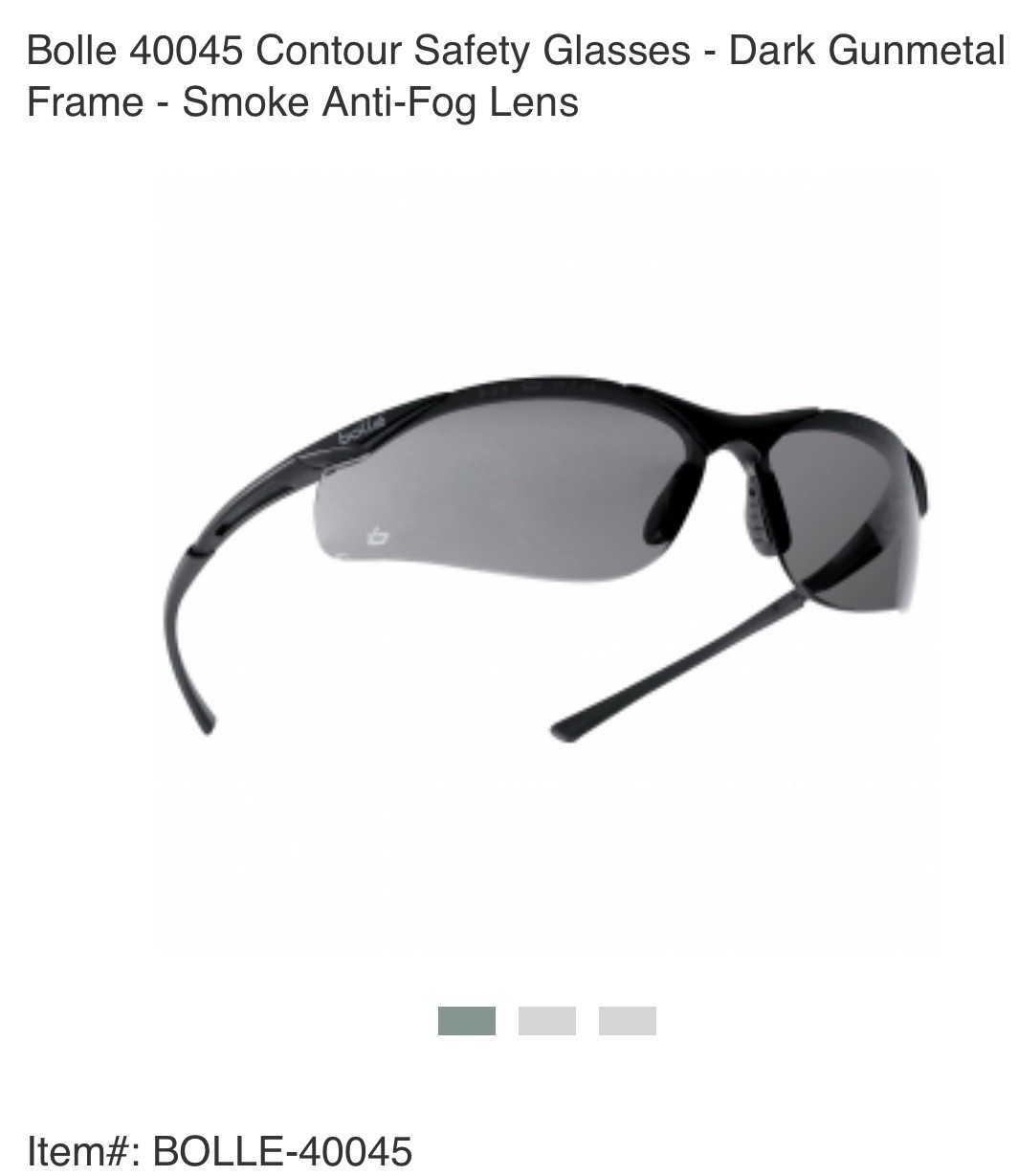 2 Pair Bolle 40045 Contour Glasses – Dark Gunmetal Frame – Smoke Anti-Fog Lens
