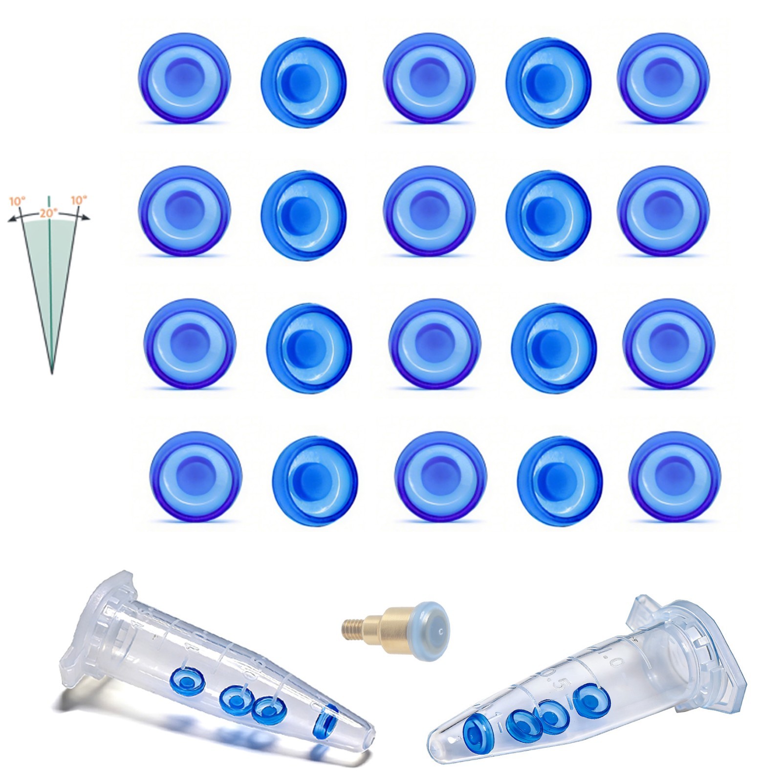 Dental fits Zest Locator Male Caps Standard Xtra-Light Blue 1.2lbs Inserts 20Pcs