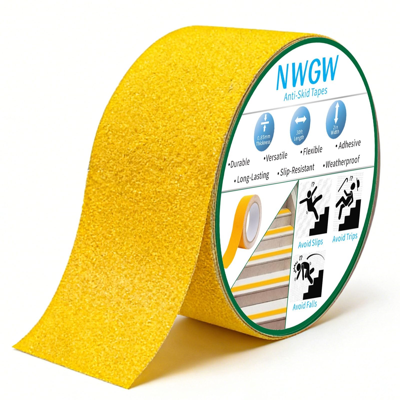 Anti Slip Tape 2″ x 30FT, Dark Yellow Heavy Duty Waterproof Non-Slip Safety T…