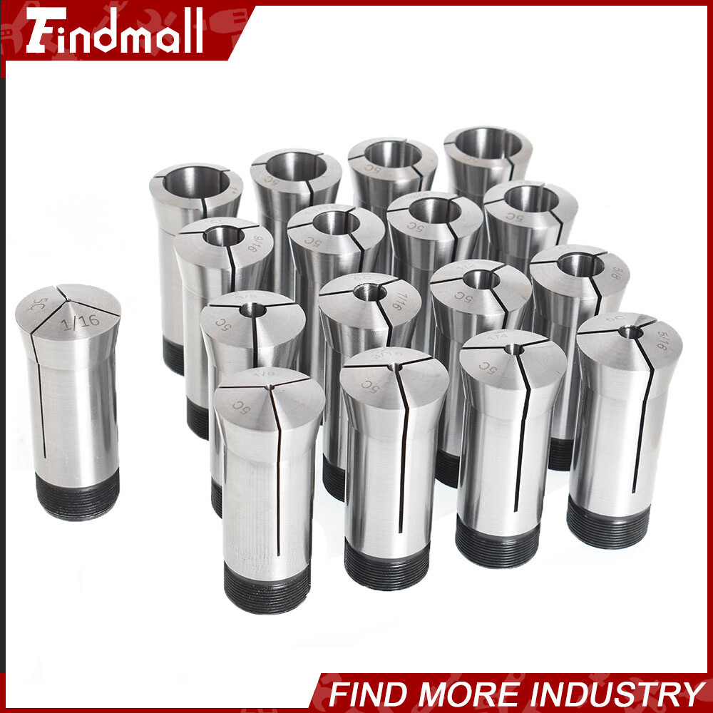 17PC 1/16 – 1-1/16″ 5C Round Collet Set By 16th Harden 0006″ TIR High Precision