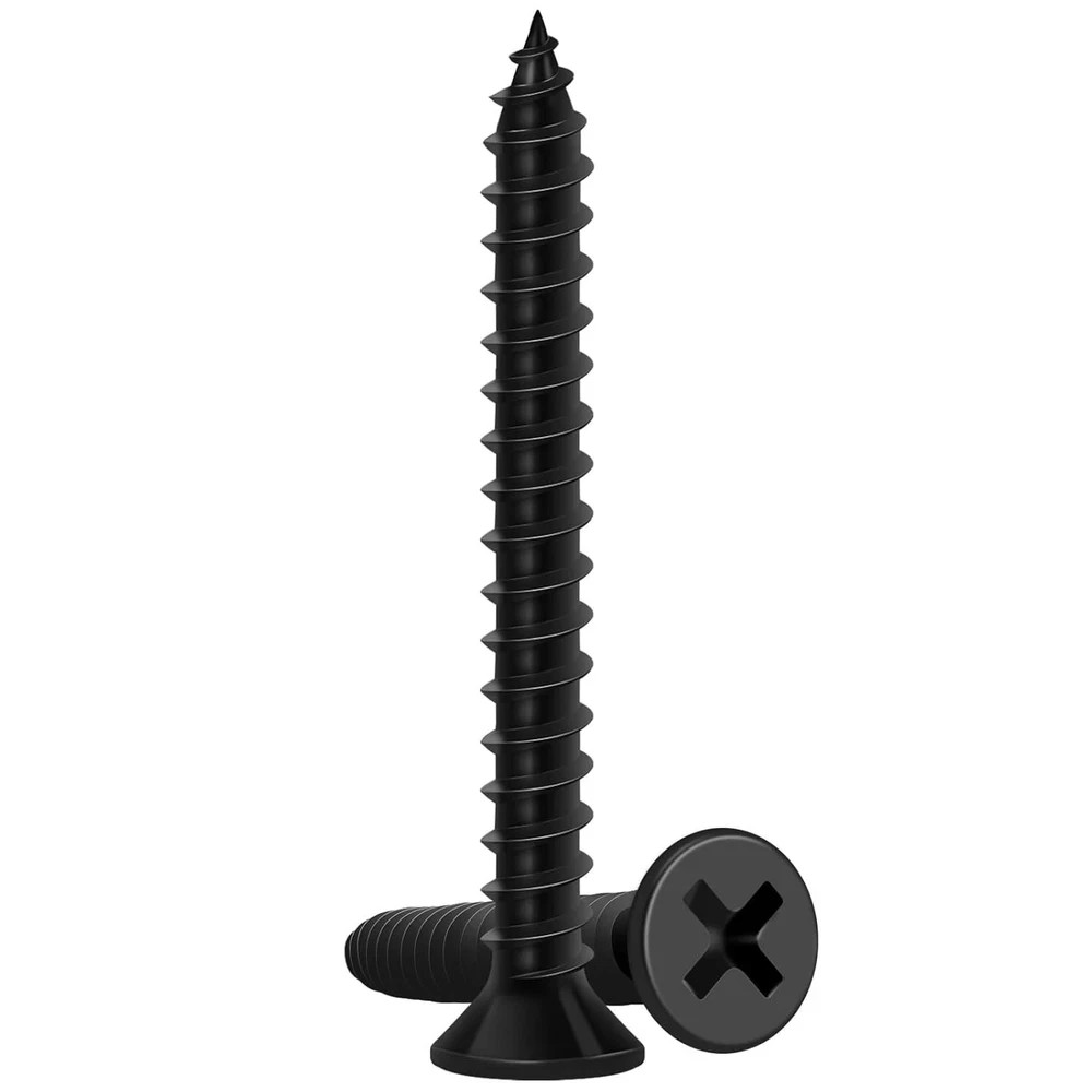 Wood Screws 1-1/2 Inch, 80 PCS Premium Flat Head Phillips Black Wood Screws Furn