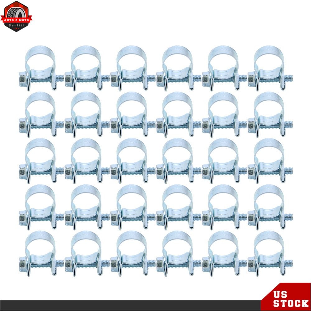30 Pcs 1/4″ (11mm-13mm) Fuel Injection Hose Clamps – Heavy-Duty