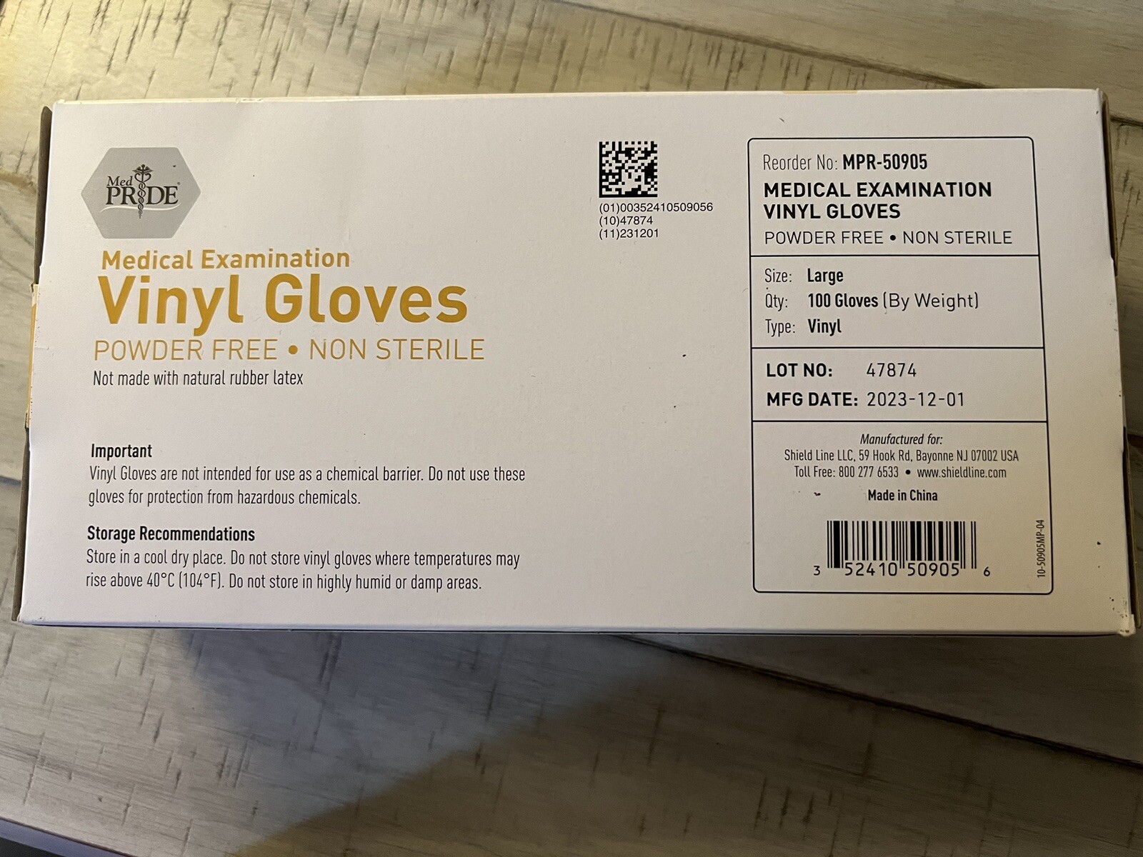 Medpride Medical Vinyl Examination Gloves, Latex Free-Pack of 10-LARGE-1000total