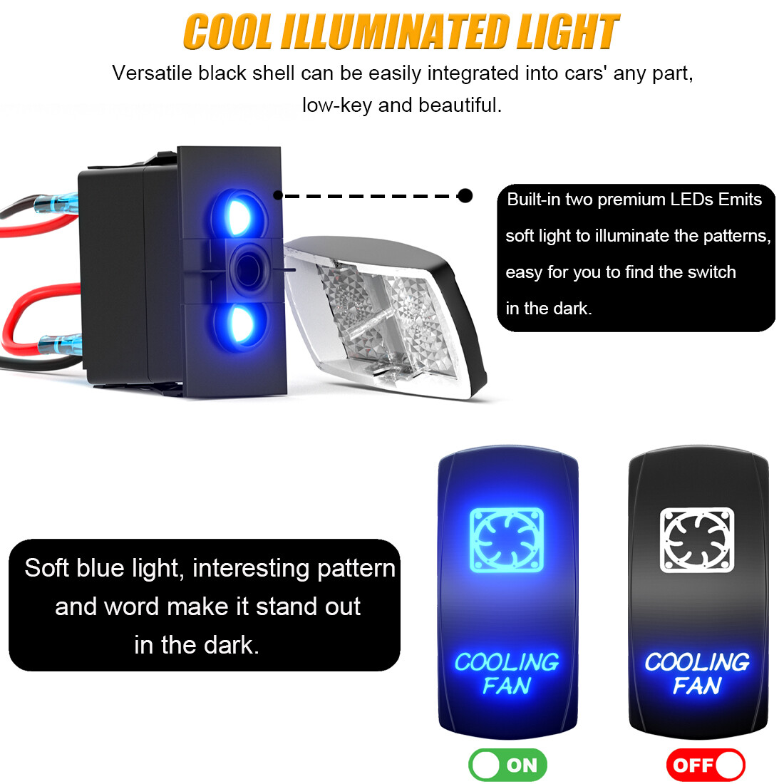 Customize LED Light Rocker Switch On Off Panel Button 12V for Car Boat ATV UTV