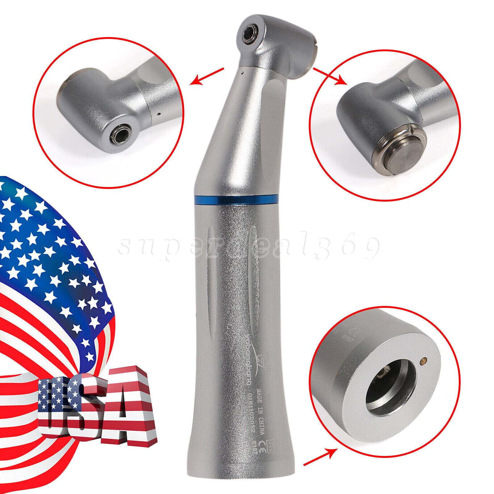 Dental 1:1 LED / No-LED Contra Angle Low Speed Handpiece Push 1:1 Fit NSK ty
