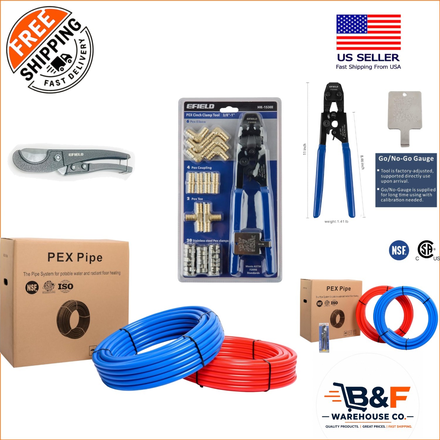 Comprehensive 1/2-Inch PEX Plumbing Installation Kit with Tool and Fittings