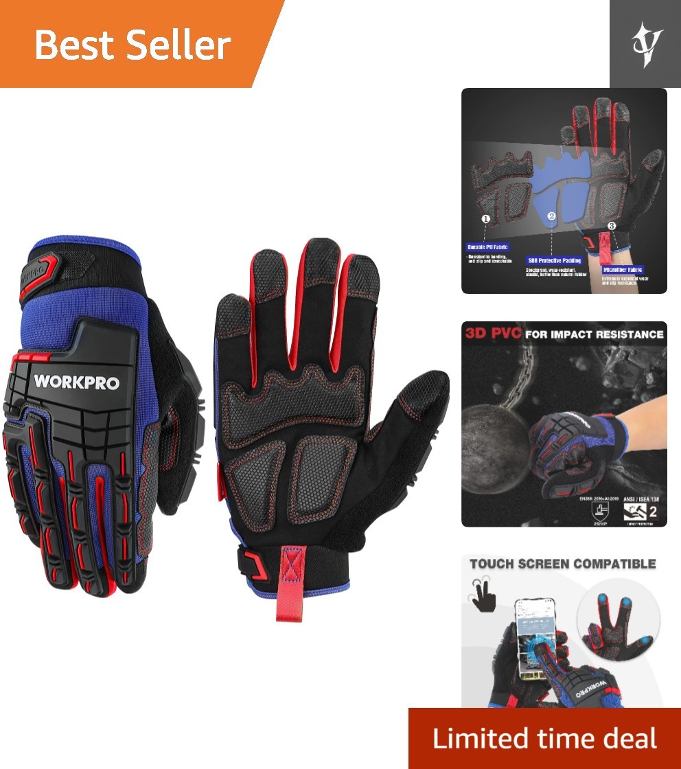 Synthetic Leather Heavy Duty Work Gloves with Waterproof Touchscreen – XL